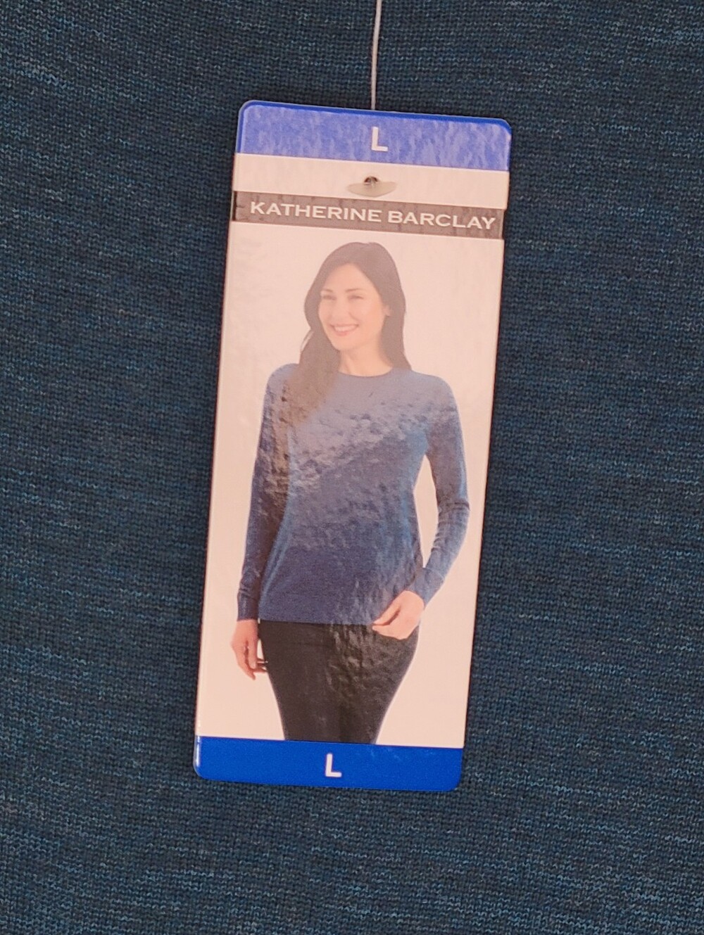 Katherine Barclay 100% Extra FINE Merino Wool Blue Crewneck Sweater NWT L - Picture 2 of 7